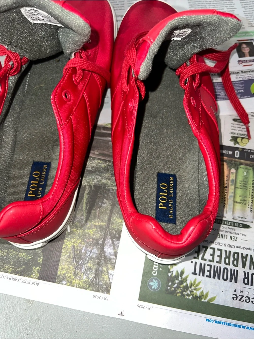 Polo by Ralph Lauren Red Low-Top Sneakers with White Sole